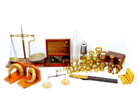 A collection of assorted metal wares and collectables, including a cased set of Avery Bread scales, a Maurice of Sheffield Wo