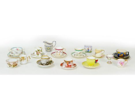 A collection of early 20th century and later English porcelain, a selection of coffee cans and saucers, including a Royal Cro