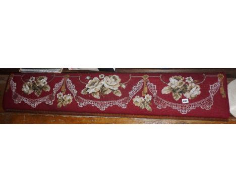 Victorian long prayer stool with beadwork tapestry upholstery