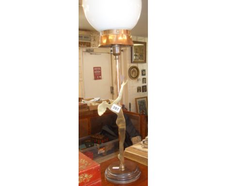 Art Deco brass 'lady' table lamp with white shade