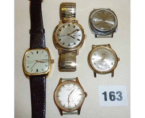 Five vintage men's wrist watches, makers include Sekonda, Zitura, Rotary, Lectro and Chalet