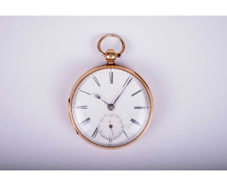 An 18ct gold open face pocket watch by D.Jones of NewtownDate: Circa 1858Movement: Gilt lever, signed D.Jones, Newtown, No.26