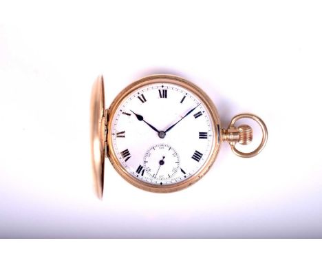 A 9ct gold full hunter pocket watchDate: Circa 1937Movement: Gilt 15 jewel Swiss, stem wind and stem setDial: White enamel wi