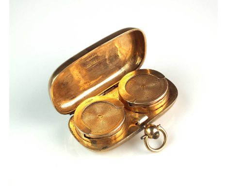 A 9ct gold twin sovereign case, of plain polished form with push mechanism and attached lug, S Blanckensee &amp; Son Ltd, Bir