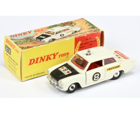 Dinky 205 Ford Cortina Rally Car - off white body, black bonnet, red interior, chrome roof light and spun hubs, racing No.8 -