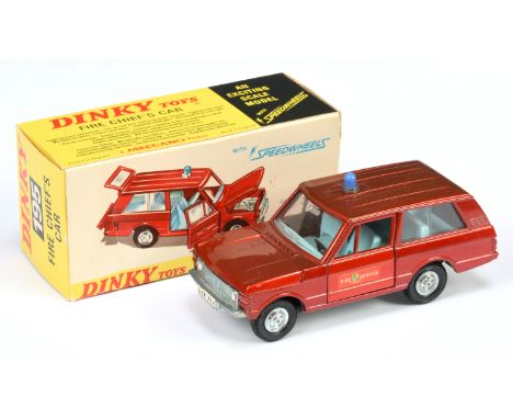 Dinky Toys 195 Range Rover "Fire Chief" - Metallic red body, light blue interior, mid-blue solid roof light and cast detailed