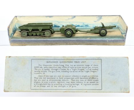 Dinky Pre-War Military 162 "Field Unit" Set - containing - Light Dragon Tank (with Chains), Ammunition Trailer (rigid hubs) a