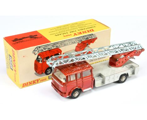 Dinky Toys 956 Turntable Fire Escape - Metallic Red and ladder ballast, silver trim and platform, white interior, chrome hubs