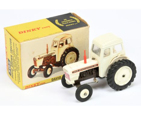 Dinky Toys 305 David Brown 990 Selectamatic Tractor - White including cab and hubs (plastic to front) brown base, red chimney