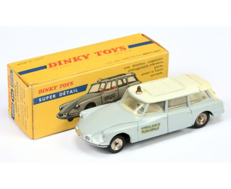 French Dinky Toys 556 Citroen ID19 "Ambulance Municipale" - Grey body, cream roof and tailgate, silver trim, roof light and c