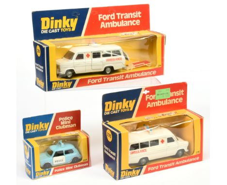 Dinky Toys group of 3 to include (1) 255 Mini Clubman "Police" car - Light blue with white doors, black interior and Speedwhe