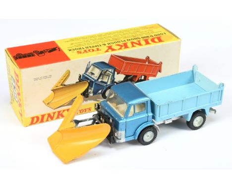 Dinky Toys 439 Ford D800 Snow Plough &amp; Tipper Truck - Metallic light blue cab, light blue back with pale blue tailgate&nb