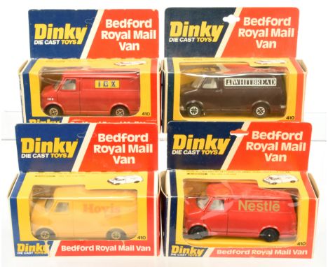 Dinky Toys 410 Bedford Promotional Vans group of 4 - (1) "Nestle", (2) "Whitbread", (3) "ICX" and (4) "Hovis" - all with Spee