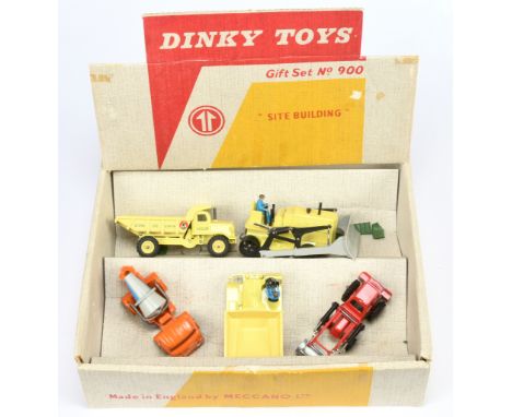 Dinky No.900 "Site Building" Gift Set which includes (1) Euclid Dumper Truck with windows&nbsp; (2) Blaw Knox Bulldozer - Yel