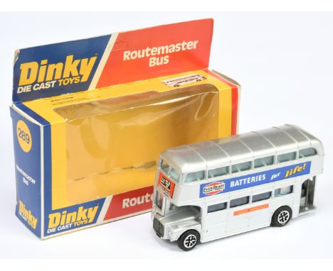 Dinky Toys&nbsp; 289 "Ever Ready Batteries" Routemaster Bus - Silver body, blue lower interior, light blue upper and Speedwhe