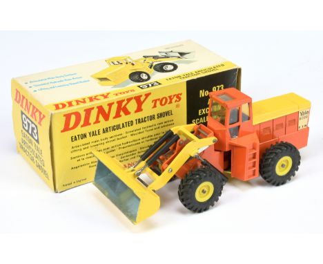 Dinky Toys 973 Eaton Yale Articulated Tractor Shovel - Orange body, yellow engine cover and front shovel, black interior and 