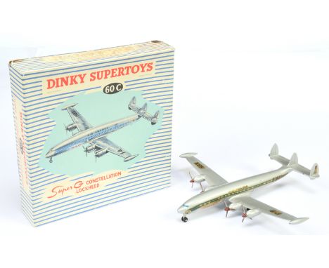 French Dinky Toys 60C Super G Constellation Lockheed "Air France" - Sliver, blue, metal wheels and with "F-B HBX" lettering -