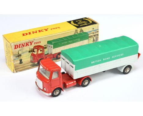 Dinky Toys 914 AEC Articulated Truck And Trailer "British Road Services" - Red Cab with white interior and silver trim with P