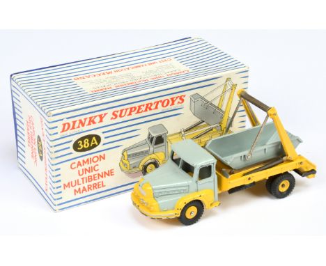 French Dinky Toys 38A Marrel Multi-Bucket - Grey, yellow including convex and concave hubs with skip - Good bright example in