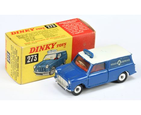 Dinky Toys 273 Mini "RAC Road Service" Blue body and roof sign, white roof, red interior, silver trim and spun hubs - Excelle