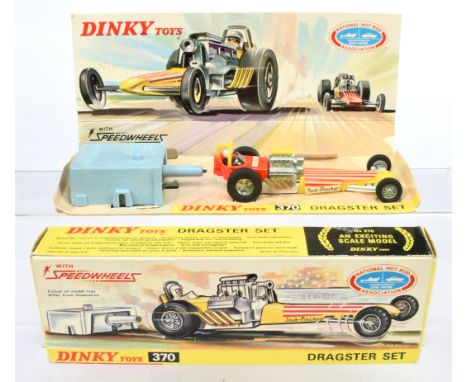 Dinky Toys 370 Dragster Set - containing Dragster - fluorescent body with yellow plastics, cast hubs - Excellent with light b