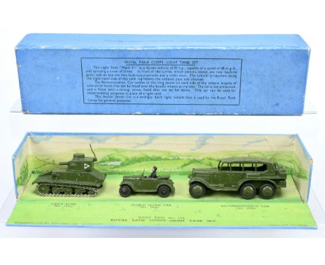 Dinky Pre-War Military 152 "Royal Tank Corps" Set - containing - 152A Light Tank (metal tracks), 152B Reconnaissance Car (smo