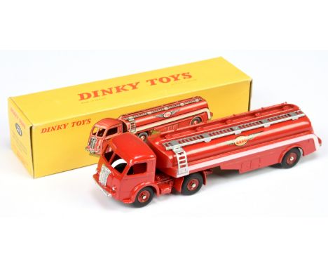 French Dinky Toys 576&nbsp; Panhard Articulated Tanker "Esso" - Red including concave hubs, white silver trim, metal gantry a