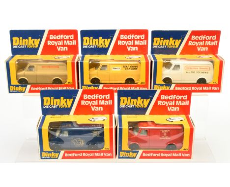 Dinky Toys 410/412 Bedford Promotional Vans group of 5 - (1) "Collectors Gazette", (2) "Hertz", (3) London Transport",&nbsp; 