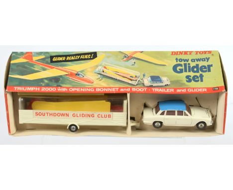 Dinky Toys&nbsp; 118 "Tow Away Glider" Gift Set - to include Triumph 2000 Saloon - Off white, mid blue roof, red interior, si