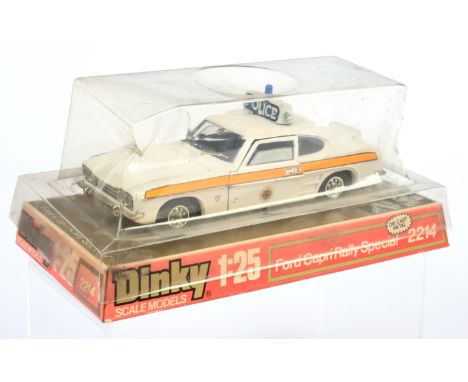 Dinky Toys 2253 (1/25th) Ford Capri "Police" - White body, dark blue interior, chrome trim, roof box with blue light - Good o