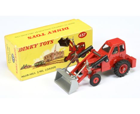 Dinky Toys 437 Muir Hill 2-Wheel Loader "Taylor Woodrow" - Red body and hubs (plastic to front) silver bucket and figure driv