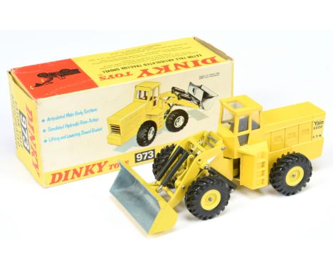 Dinky Toys 973 Eaton Yale Articulated Tractor Shovel - Yellow body, engine cover and front shovel, black interior and bright 