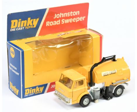 Dinky Toys&nbsp; 449 Ford Johnston Road Sweeper Yellow body and back, silver chassis, cream interior, cast hubs, black plasti