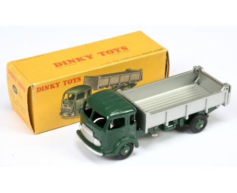 French Dinky Toys 578 (33B) Simca Tipper - Green including chassis and convex hubs, silver ribbed tipper and trim - Good Plus