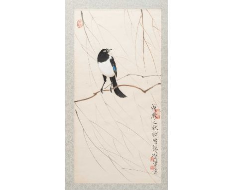 FEI CHENGWU AND AFTER XU BEIHONG (20TH CENTURY)BIRDS AND FLOWERSTwo Chinese scroll painting, ink and colour on paper, both in
