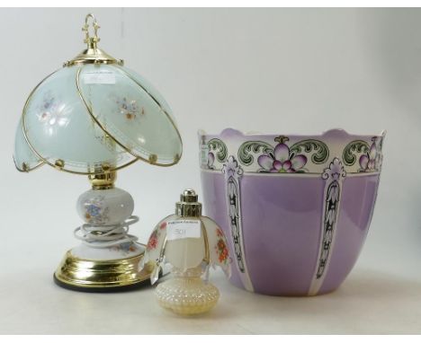 A Crownford Planter( hairline): together with modern ceramic &amp; brass lamp base &amp; similar item(3) 