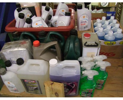 A large quantity of engine coolant: screen wash, engine oil and auto motive cleaners etc. 
