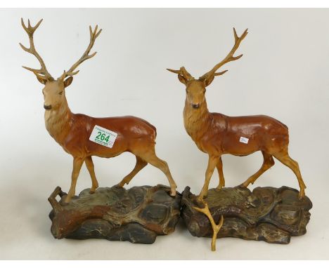 Beswick Stag's on Rocks: matt 2629 together with similar damaged item 