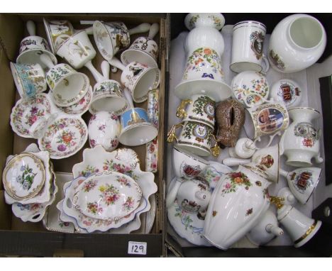 A mixed collection of ceramic items to include Hammersley annual bells: trinklet dishes, Aynsley vase, Royal ALbert old couin