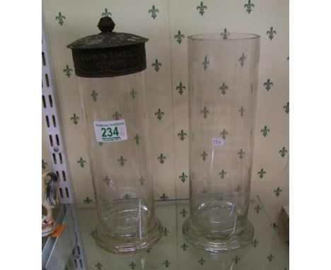 1920's Rowntree's Gums Glass display jar: with similar un lidded item(2) 