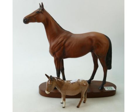 Beswick Red Rum on Plinth: together with Beswick donkey(2) 