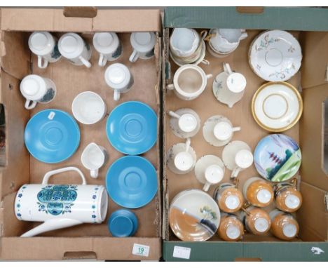 A mixed collection of ceramics to include J &amp; G Meakin 1970's coffee set: oriental part coffee set etc (2 trays). 