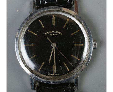 A Gentleman's stainless steel Favre-Leuba Geneve manual wristwatch.  