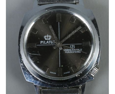 A gentleman's stainless steel Pilatus manual wristwatch.  