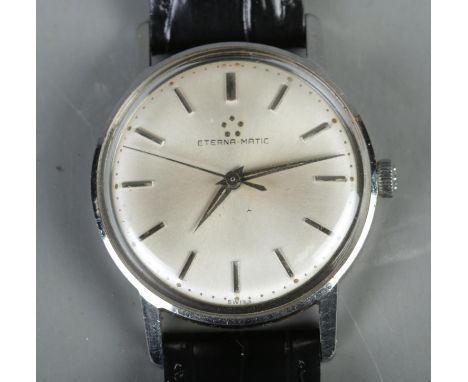 A gentleman's stainless steel Eterna-Matic manual wristwatch.  