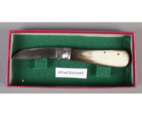 A pen knife by Alfred Blackwell, Sheffield. Having horn scales.  