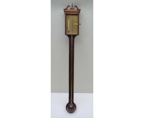 THOMAS WRIGHT, A MAHOGANY CASED GEORGIAN DESIGN MERCURIAL BAROMETER THERMOMETER, 96cm (inclusive) 