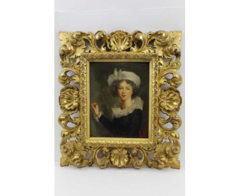 20TH CENTURY FLORENTINE SCHOOL An oil on panel painting depicting an artist working on a self-portrait, after the original by