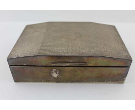 DEAKIN &amp; FRANCIS LTD, A SILVER CIGARETTE BOX, Art Deco style, engine hinged lid, cedar lined, Birmingham 1965, weight; 57