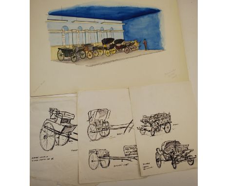 Stuckey : A group of art and design work of vintage horse drawn carriages.